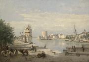 Jean Baptiste Camille  Corot The Harbor of La Rochelle France oil painting artist